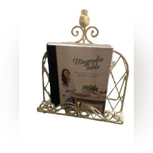 New Cookbook Stand Shabby Chic Ivory Wrought Iron Bird Accent Scroll 16”LX13.5”W